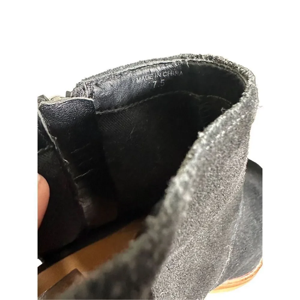 Dolce Vita Black Suede Heeled Peep Heel Bootie